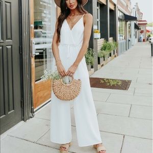 White Wide Leg Jumpsuit